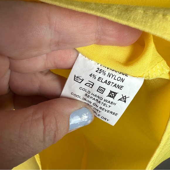 Goddess London Yellow Viscose V-Neck Vintage Inspired Peplum Pinup Dress NWT 4? - Picture 10 of 16